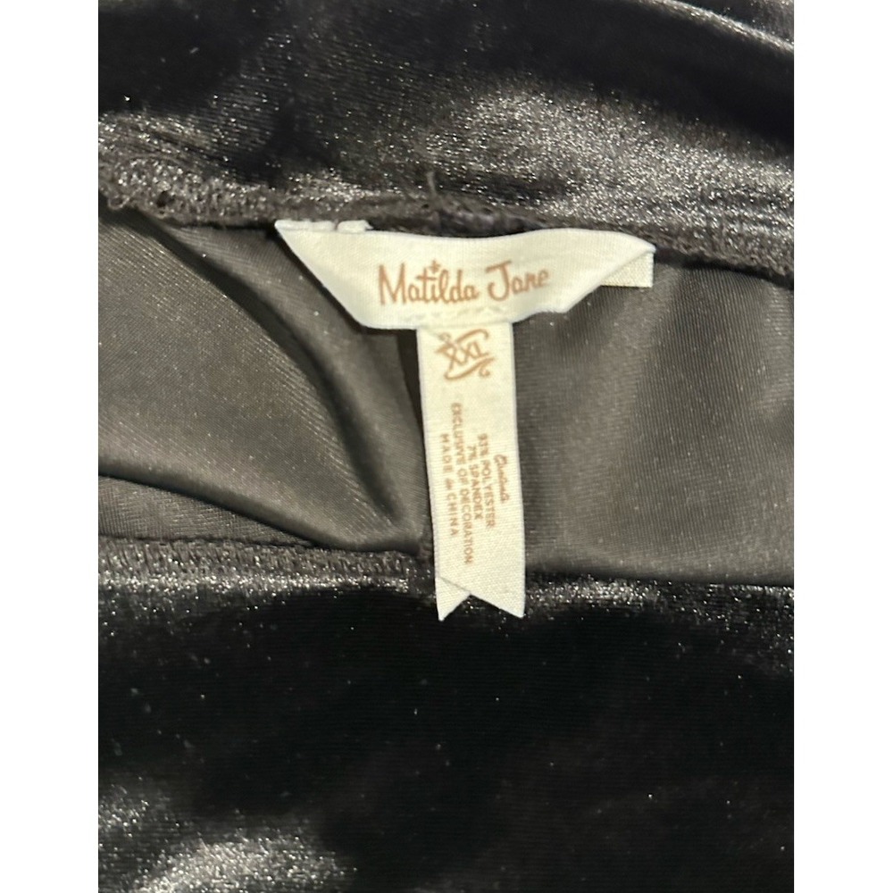 Matilda Jane Womens Black Velvet Cropped Wide-Leg Pants Ruffle Hem Elastic Waist - Picture 4 of 9